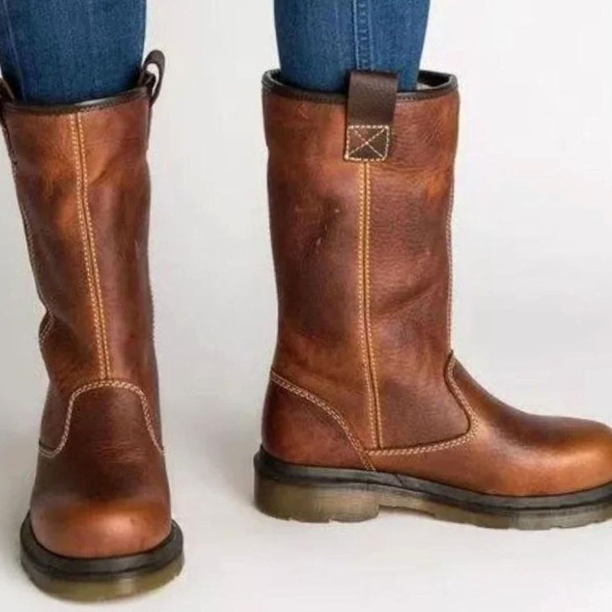 Women's Fleece-Lined Slip-On Ankle Boots – Warm Winter Boots in Brown