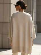 Women's Oversized Batwing Sweater – Asymmetric Hem Soft Knit Pullover
