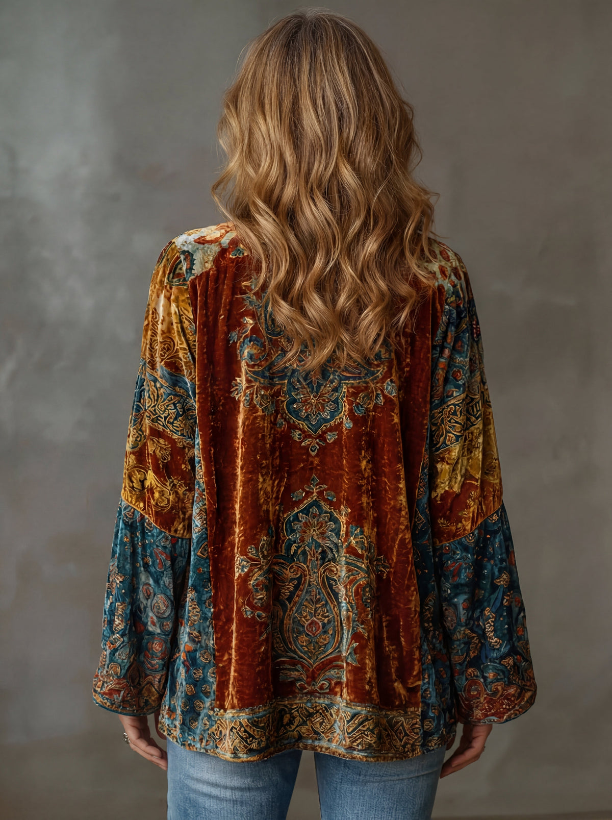 Women's Boho Print Kimono Jacket – Flowing Open Front Layering Cardigan
