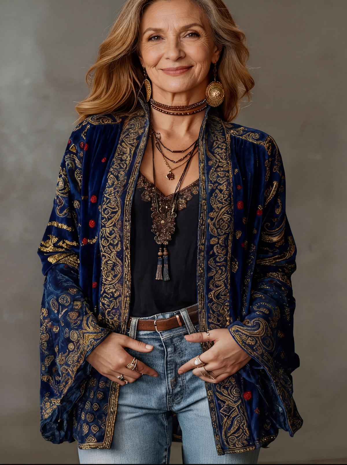 Women's Boho Print Kimono Jacket – Flowing Open Front Layering Cardigan