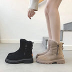 Women's Faux Fur Lined Snow Ankle Boots – Side Zip Flat Winter Boots