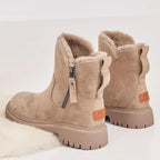 Women's Faux Fur Lined Snow Ankle Boots – Side Zip Flat Winter Boots