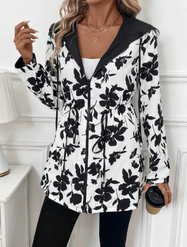 Women's Reversible Coat – Solid and Leopard Print Two-in-One Jacket