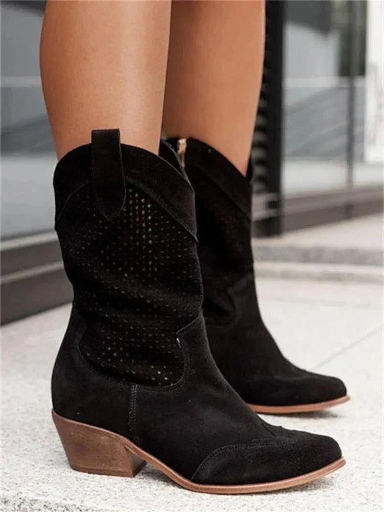 Women's Side-Zip Western Boots – Structured Cowgirl Boots for Everyday Wear