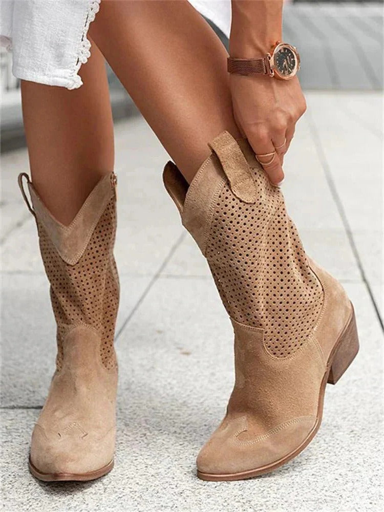 Women's Side-Zip Western Boots – Structured Cowgirl Boots for Everyday Wear