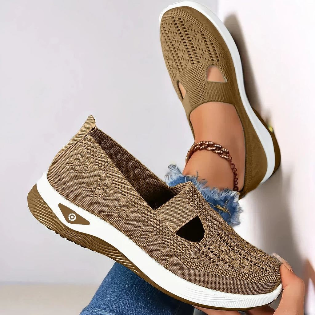 Women's Slip-On Walking Sneakers – Lightweight Cushioned Shoes with Treaded Sole