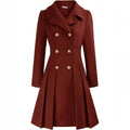 Women's Double-Breasted A-Line Coat – Notch Lapel Peacoat with Pockets