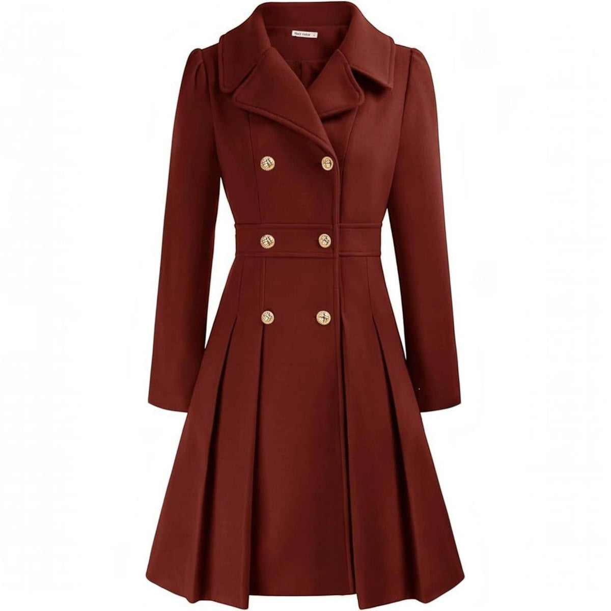 Women's Double-Breasted A-Line Coat – Notch Lapel Peacoat with Pockets