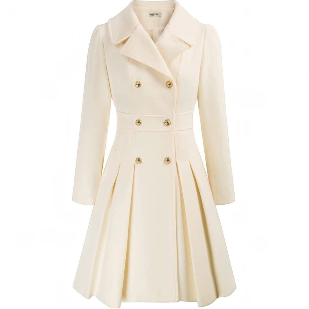 Women's Double-Breasted A-Line Coat – Notch Lapel Peacoat with Pockets