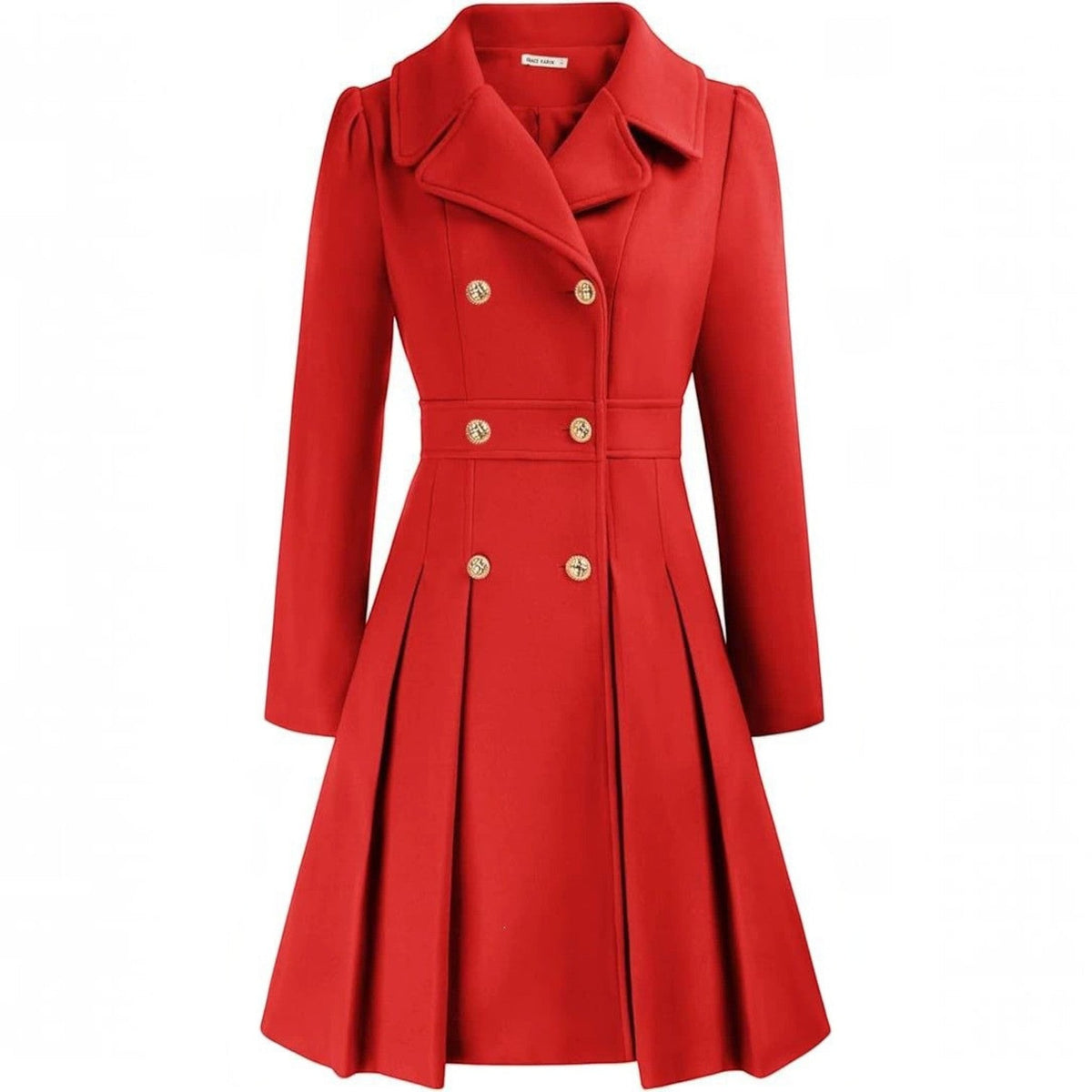 Women's Double-Breasted A-Line Coat – Notch Lapel Peacoat with Pockets