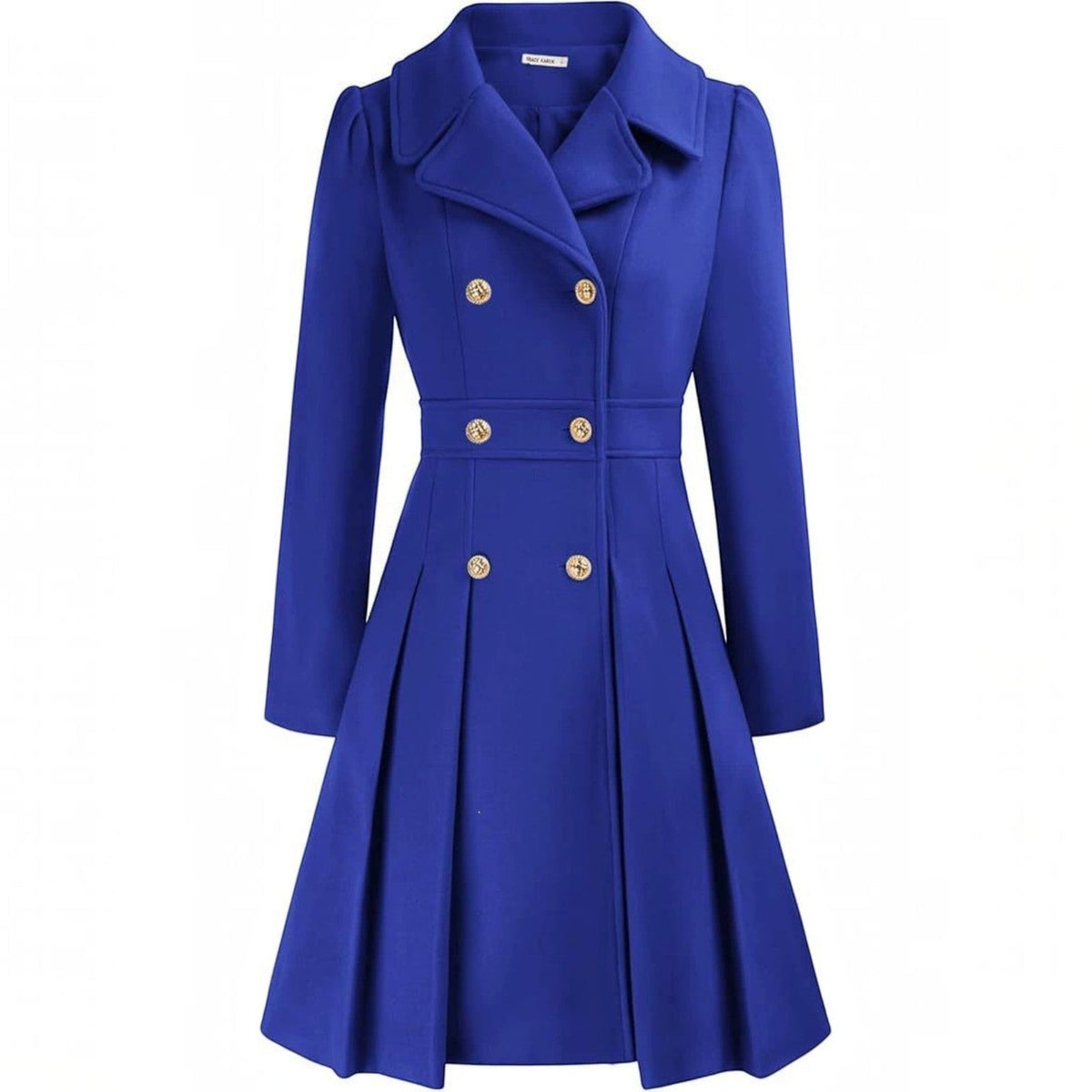 Women's Double-Breasted A-Line Coat – Notch Lapel Peacoat with Pockets