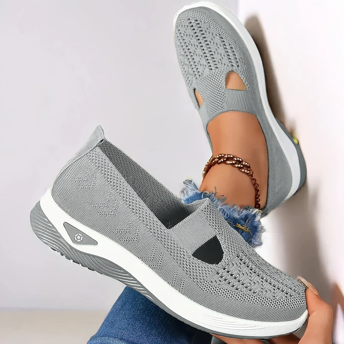 Women's Slip-On Walking Sneakers – Lightweight Cushioned Shoes with Treaded Sole