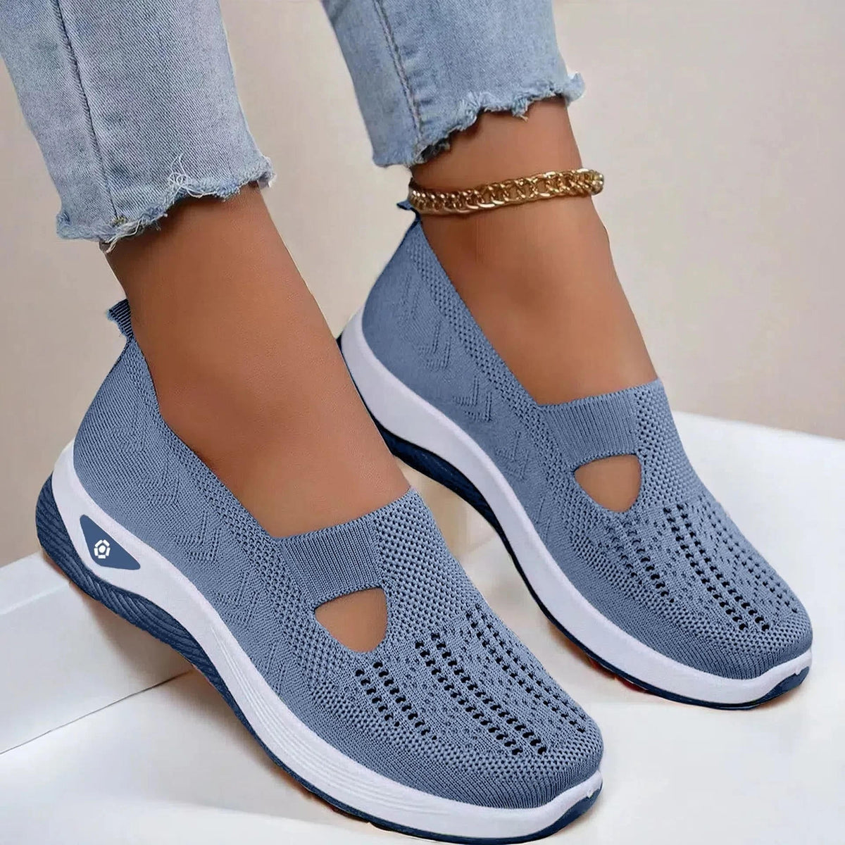 Women's Slip-On Walking Sneakers – Lightweight Cushioned Shoes with Treaded Sole
