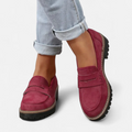 Women's Chunky Penny Loafers with Lug Sole – Cushioned Slip-On Loafers