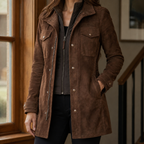 Greer | Women Longline Suede Look Utility Jacket