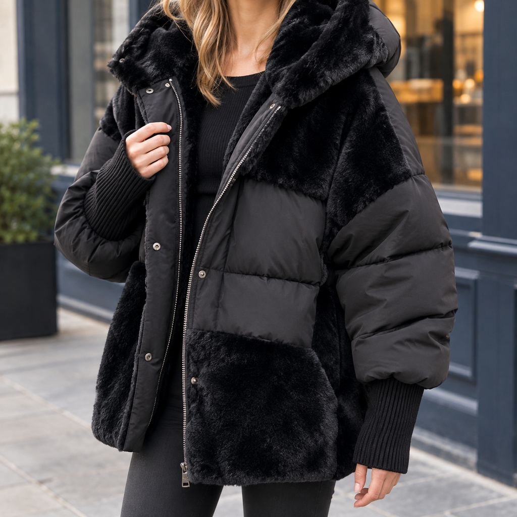 Women's Paneled Hooded Jacket – Relaxed Hip Length Zip Jacket with Plush Hood