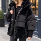 Women's Paneled Hooded Jacket – Relaxed Hip Length Zip Jacket with Plush Hood