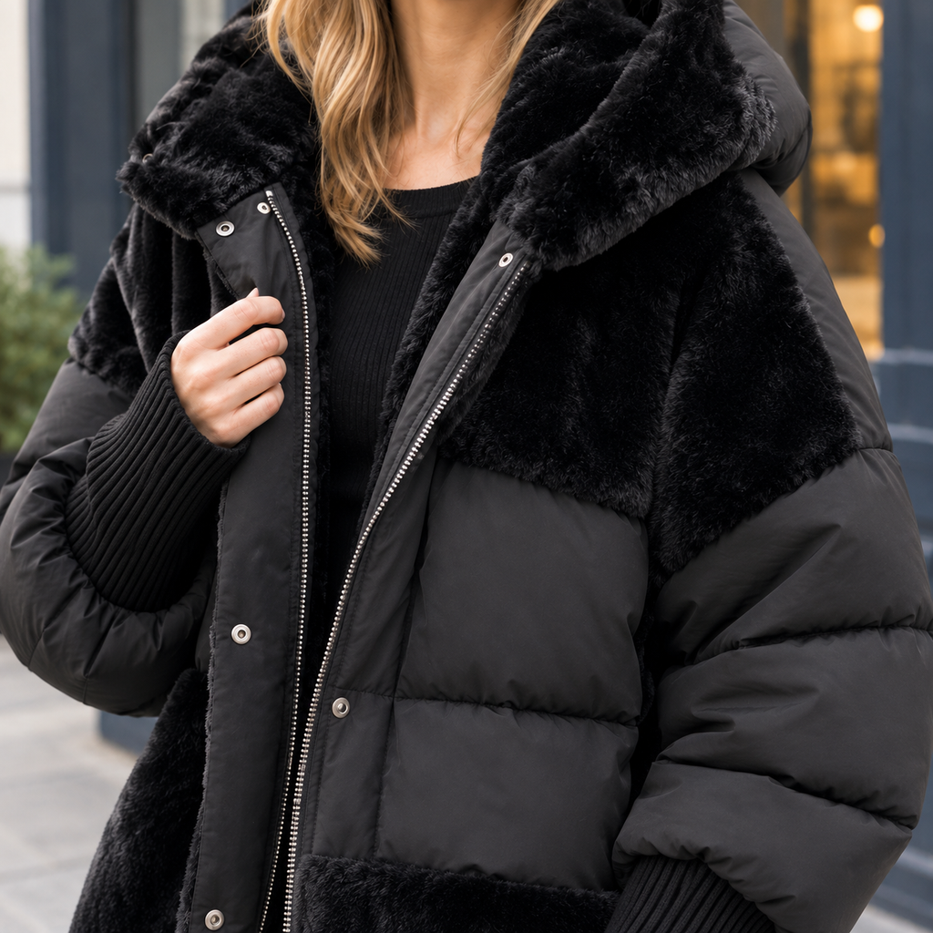 Women's Paneled Hooded Jacket – Relaxed Hip Length Zip Jacket with Plush Hood