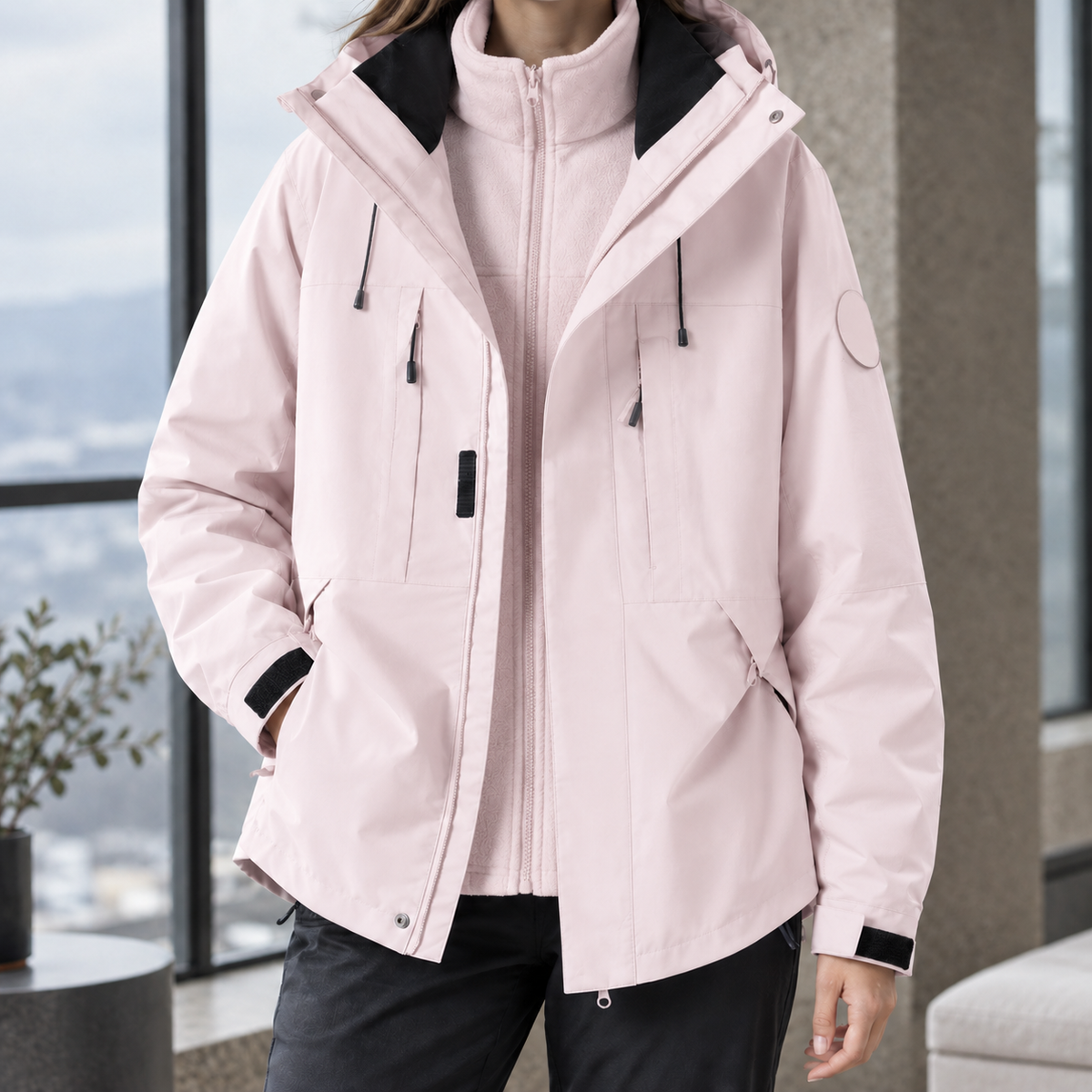 Women's 3-in-1 Hooded Jacket with Removable Liner – Detachable Hood Outdoor Jacket