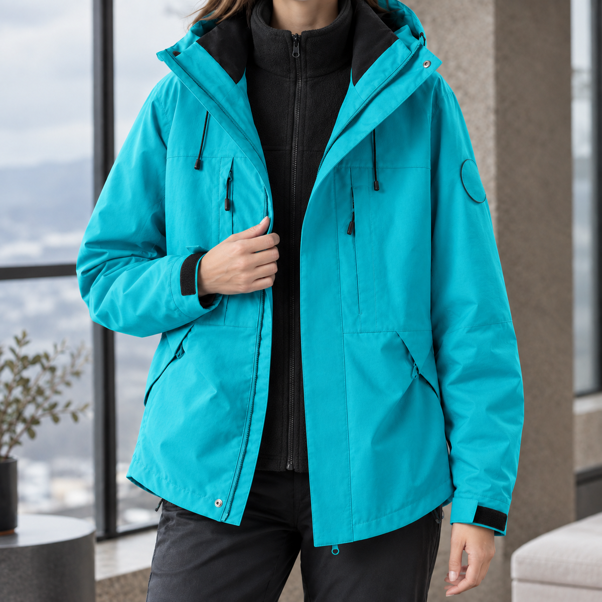 Women's 3-in-1 Hooded Jacket with Removable Liner – Detachable Hood Outdoor Jacket