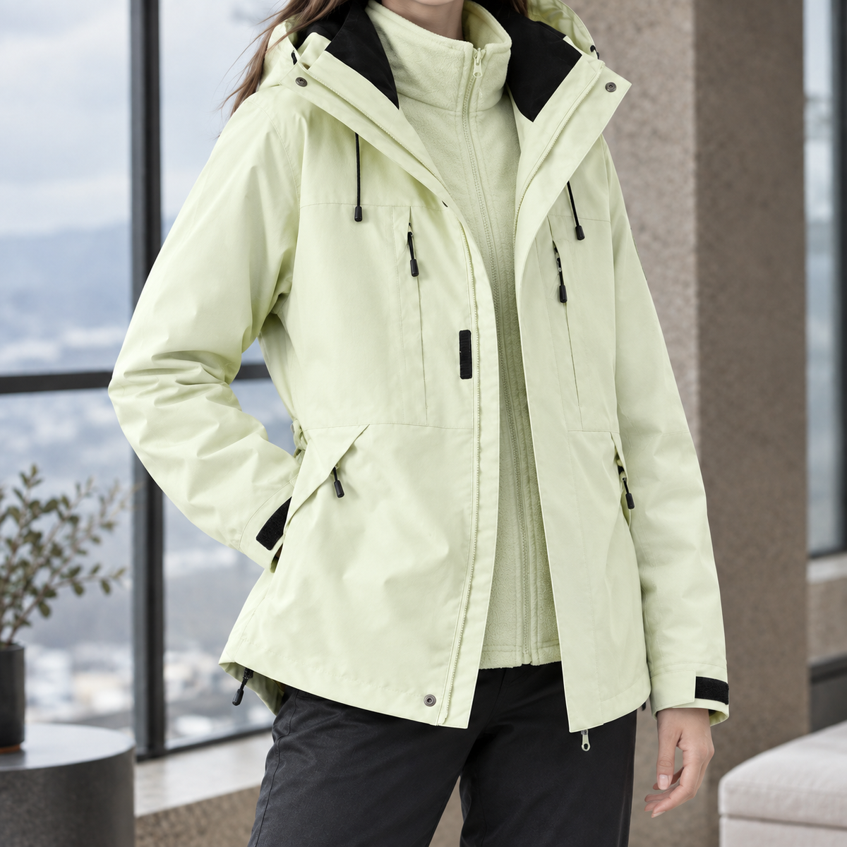 Women's 3-in-1 Hooded Jacket with Removable Liner – Detachable Hood Outdoor Jacket