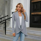 Women's Waterfall Open-Front Cardigan – Textured Knit Draped Layer