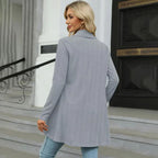 Women's Waterfall Open-Front Cardigan – Textured Knit Draped Layer