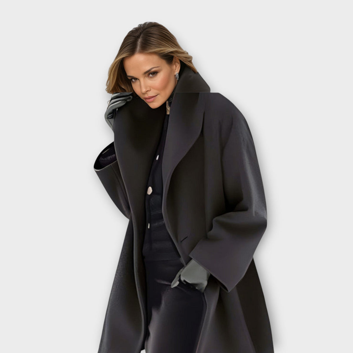 Women's Shawl Collar Swing Coat – Open Front Bell Sleeve Mid-Thigh Coat