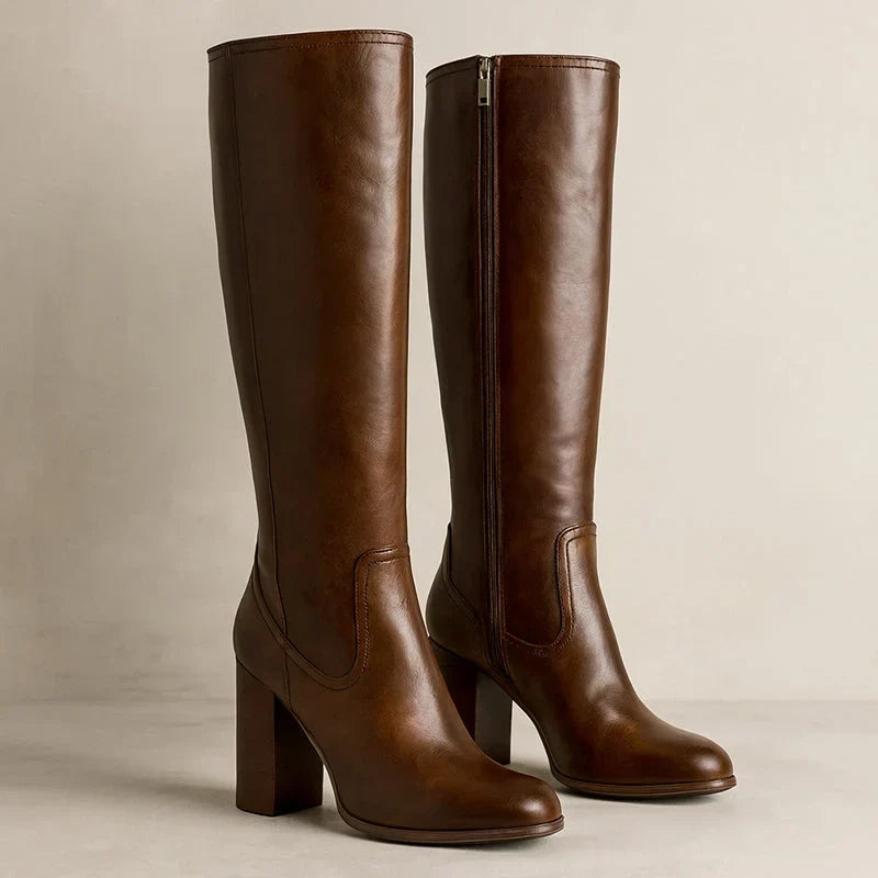 Joan | Women Knee High Stacked Block Heel Boots