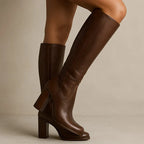 Joan | Women Knee High Stacked Block Heel Boots