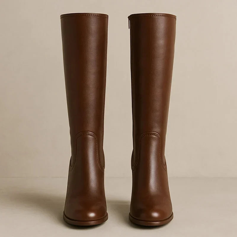 Joan | Women Knee High Stacked Block Heel Boots