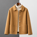 Women's Cropped Button-Front Coat – Rounded Collar Single-Breasted Jacket
