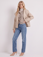 Women's Oversized Double-Breasted Peacoat – Notch Collar Winter Coat in Beige