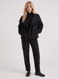 Women's Oversized Double-Breasted Peacoat – Notch Collar Winter Coat in Black
