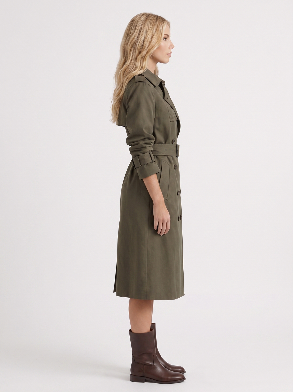 Emma Belted Coat - Dark Green