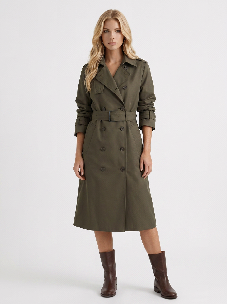 Emma Belted Coat - Dark Green
