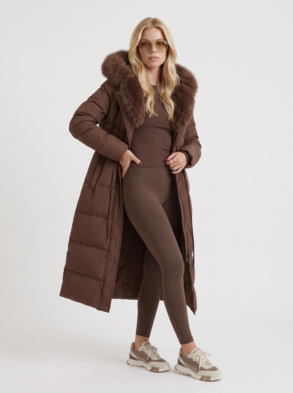 Olivia Puffer Coat - Brown