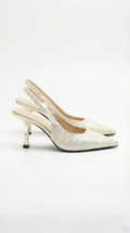 Milly Textured Pointed Toe Slingback Heel Sandals - Gold