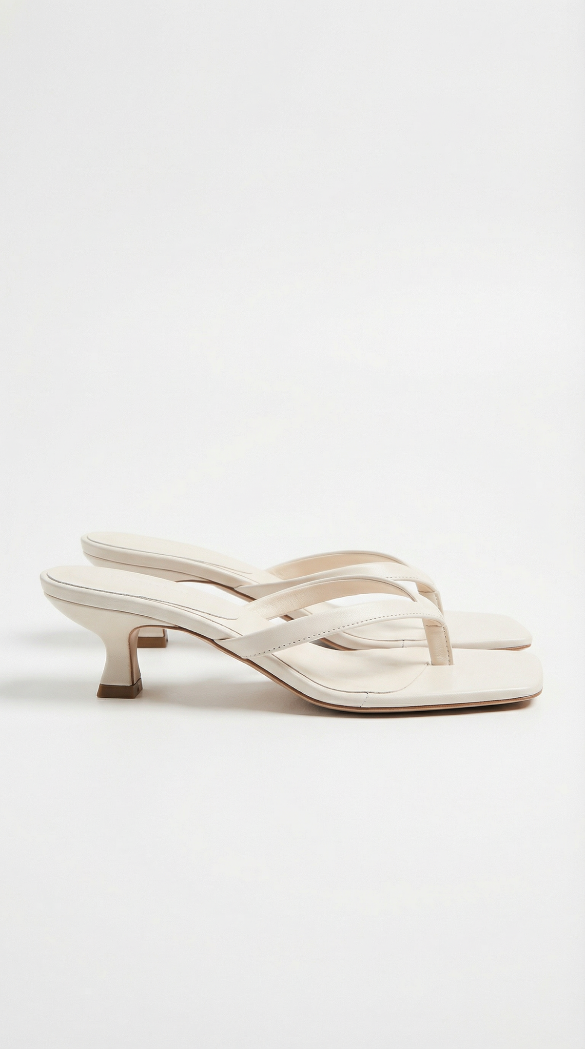 Hana Strappy Kitten Heel Mule Sandals - Beige