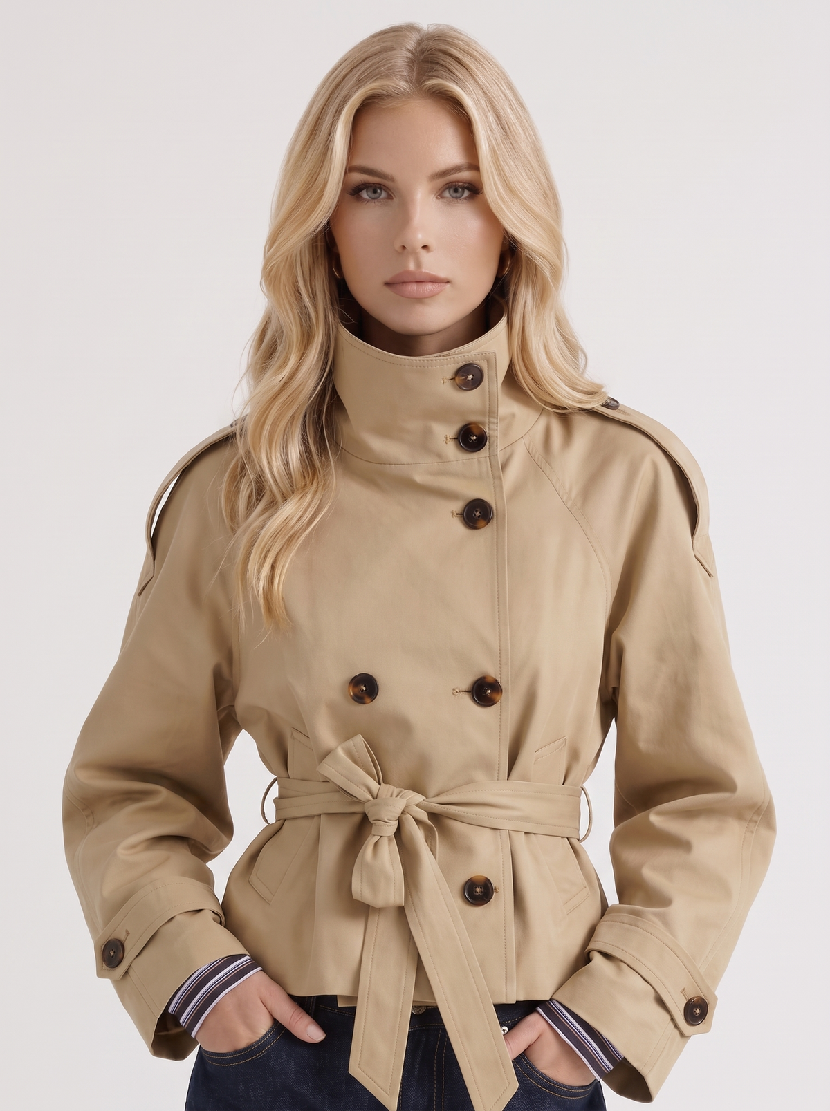 Amisha Cropped Trench - Beige