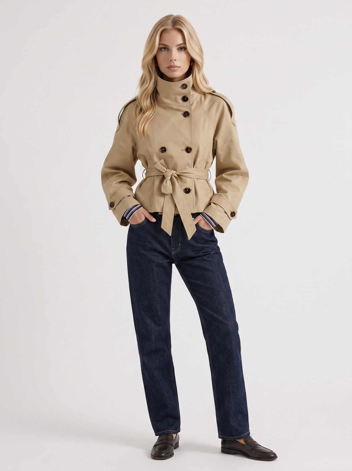 Amisha Cropped Trench - Beige