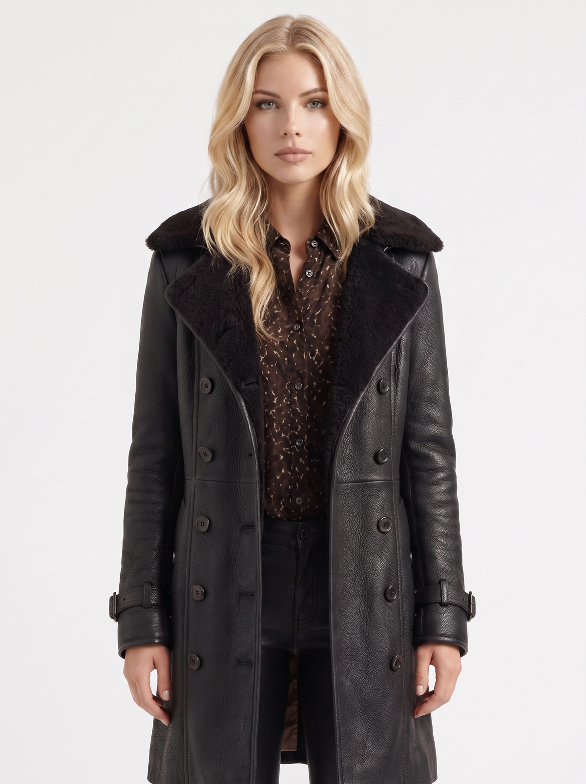 Rosy Shearling Coat - Black