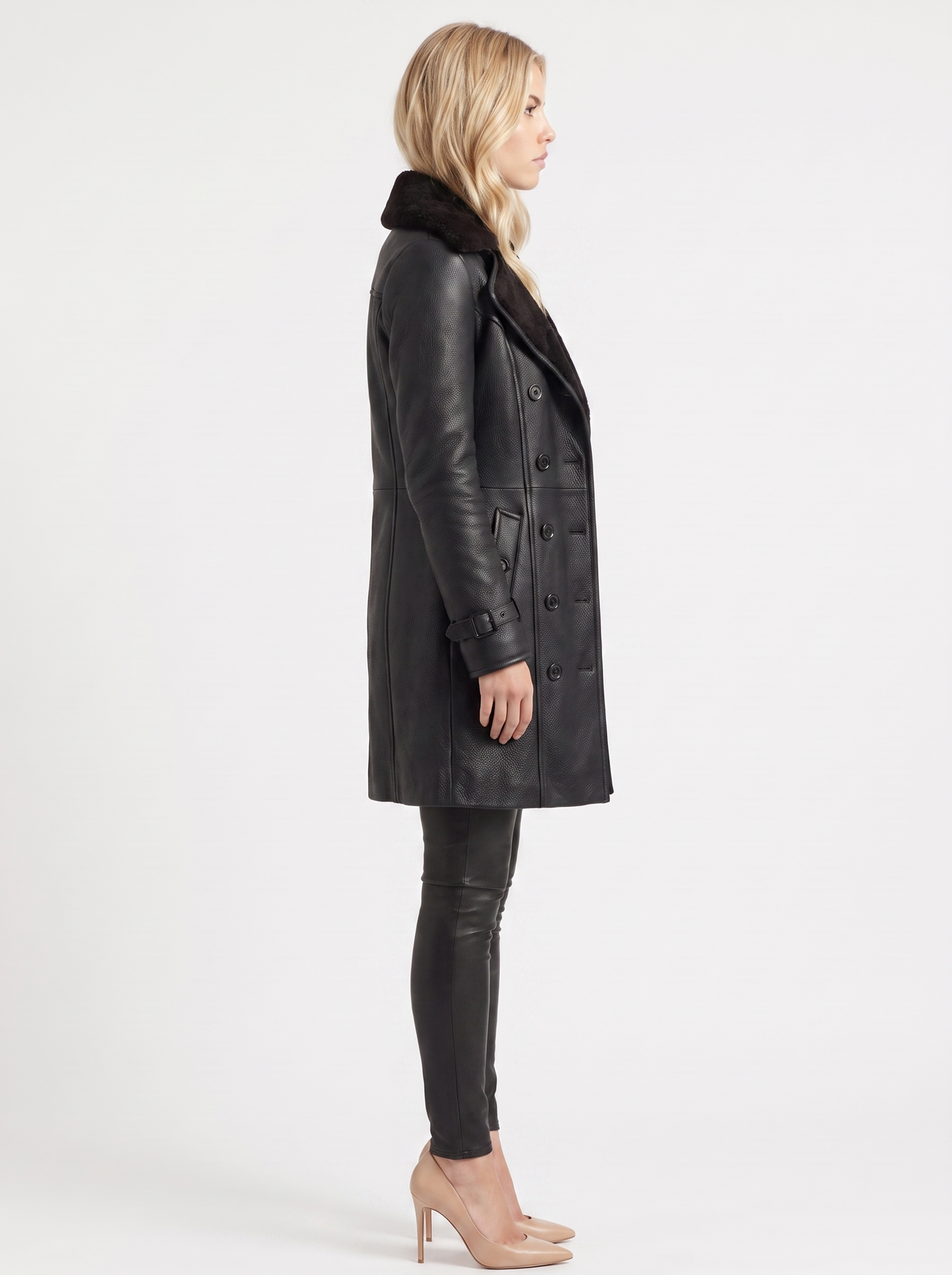 Rosy Shearling Coat - Black