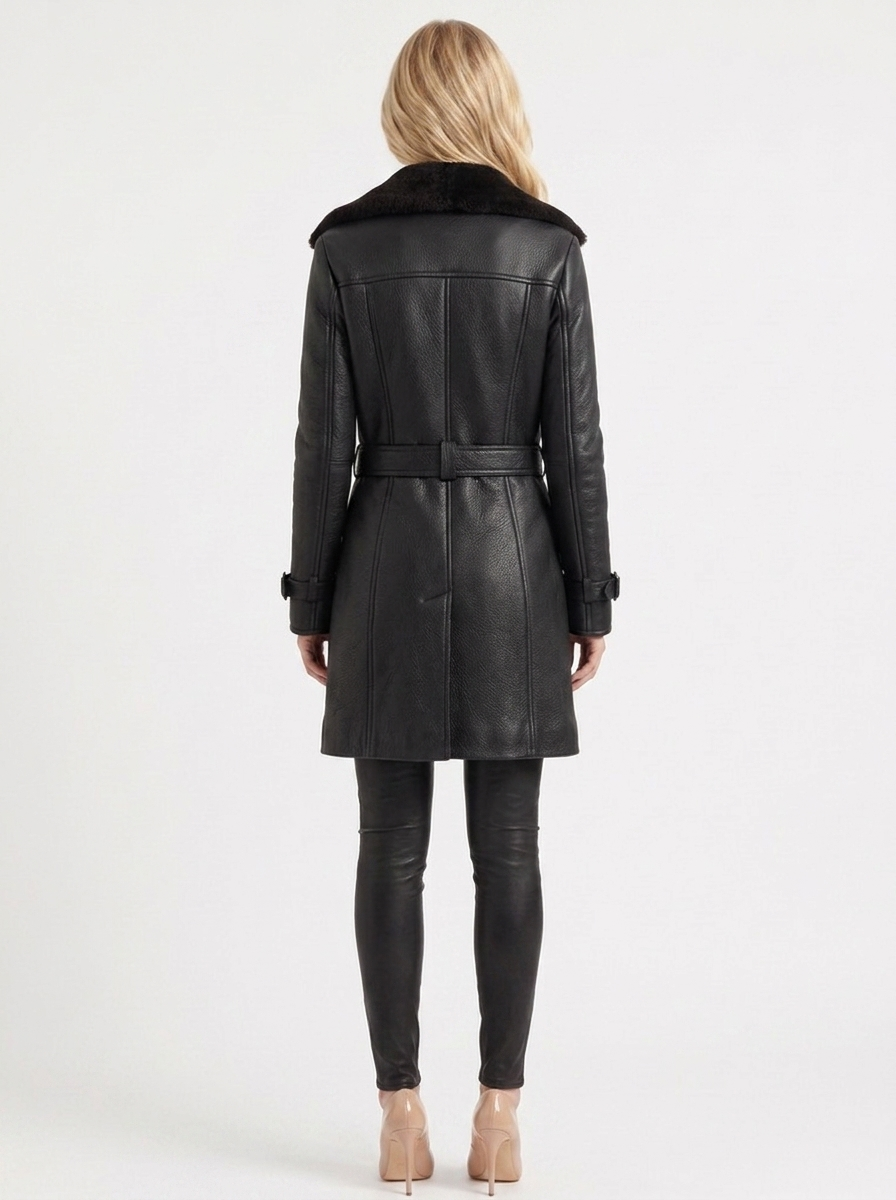 Rosy Shearling Coat - Black