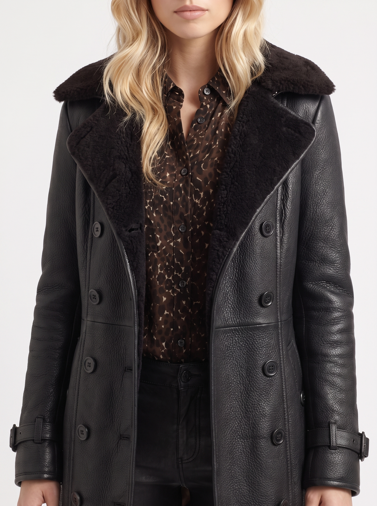 Rosy Shearling Coat - Black