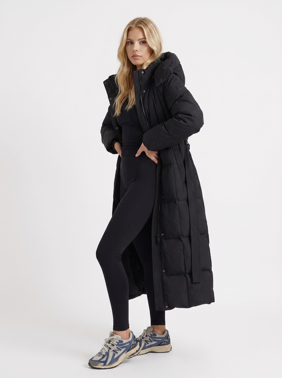 Olive Quilted Coat - Black