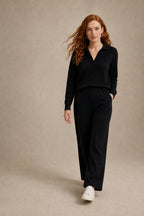 Adeline | Women Polo Collar Knit Sweater and Harem Pants Two Piece Set