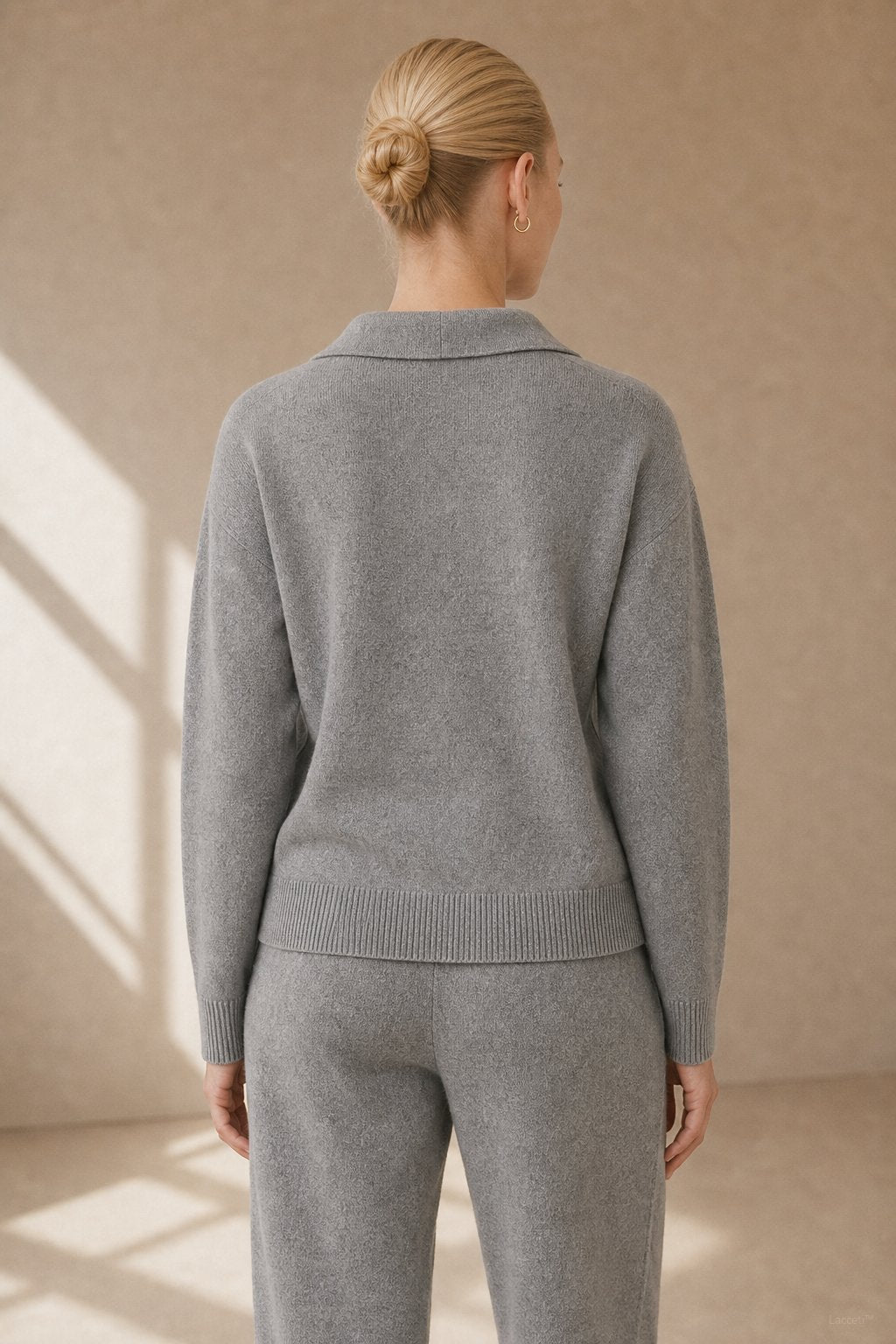 Adeline | Women Polo Collar Knit Sweater and Harem Pants Two Piece Set