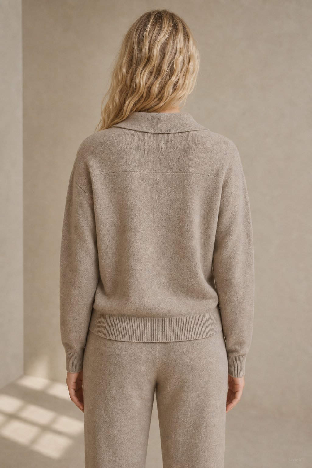 Adeline | Women Polo Collar Knit Sweater and Harem Pants Two Piece Set