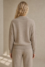 Adeline | Women Polo Collar Knit Sweater and Harem Pants Two Piece Set